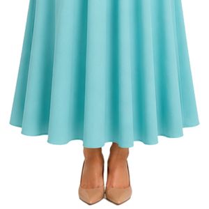 Ensemble chemisier brodé et jupe longue pour femme, bleu sarcelle et bleu piscine, manches longues, boutonnage, taille haute, tenue modeste deux pièces OEM - Product Image 3