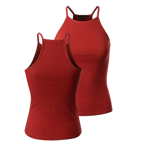 <b>Top</b> Quality Ribbed Tank <b>Tops</b> For <b>Women's</b> Red Color Sleeveless Seamless Lightweight Quick Dry <b>Compression</b> Summer Tank <b>Tops</b> - Product Image 3