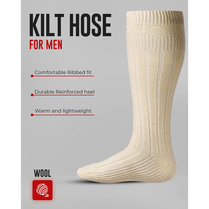 Traditional Scottish Kilt Hose <b>Socks</b> Men's Highland Wear Long Ribbed <b>Wool</b> Blend Comfortable Durable <b>Socks</b> Bulk Manufacturing - Product Image 4