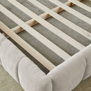 King Size Upholstered <b>Bed</b> <b>Frame</b> Thick Chenille Fabric Solid Wood Queen Size <b>Platform</b> <b>Bed</b> Headboard Durable Up-Holstered <b>Beds</b> - Product Image 5