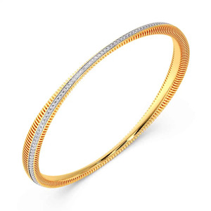 Brazalete de Oro de Dos Tonos con Borde Acanalado y Línea de Diamantes Cultivados en Laboratorio - Product Image 1