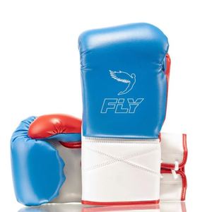 Gants de boxe unisexes légers sur mesure Fly, bleu, rouge, blanc, en cuir PU, lacés, pour l'entraînement des adultes, design respirant - Product Image 4