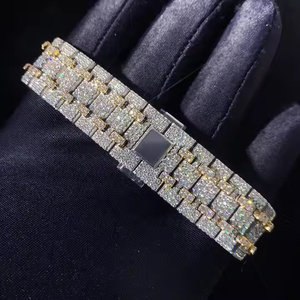 นาฬิกาข้อมือผู้ชาย Royal Edge Ice out Moissanite Diamond Quartz ระดับพรีเมียม ประดับเพชรหรูหรา ระยิบระยับ - Product Image 1