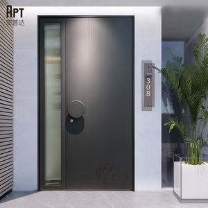 Porte d'entrée extérieure moderne Cadre en aluminium Portes avant pivotantes pour <span class=keywords><strong>Hotel</strong></span> & Villa - Product Image 4