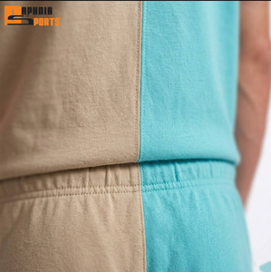 Two-Tone Color Breathable <b>Knitted</b> Fabric T-shirt Shorts <b>Set</b> for Men Casual Summer Wear with Custom Sizes Quick Dry Anti-pilling - Product Image 6