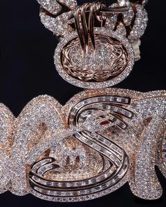 Pendentif et breloque de luxe entièrement sertis de moissanite en or rose, lettres personnalisées Hip Hop pour hommes et femmes - Product Image 2