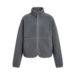 Chaqueta de Forro Polar Sherpa Gris para Mujer al por Mayor, Diseño Personalizado Duradero, Sudadera Urbana de Gran Gramaje - Product Image 4
