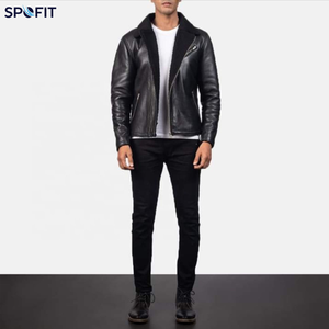 Chaqueta de Moto Personalizada de Cuero Genuino con Forro de Piel Sintética, Cierre de Cremallera, Cuello Plegable, Resistente al Viento, para Otoño - Product Image 3