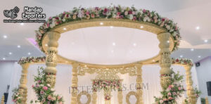 ศาลาแต่งงานไม้สไตล์พระราชวังหรูหรา ขายส่ง ศาลาฮินดูแกะสลักลายพระพิฆเนศแบบราชวงศ์ ศาลาพิธีแต่งงานสีงาช้างแบบมหาราชา สหรัฐอเมริกา - Product Image 5