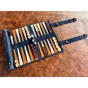 Juego de Backgammon Enrollable de Cuero Premium Hecho a Mano, Juego de Backgammon Portátil Vintage de Gamuza para Viaje, Juego de Backgammon Enrollable Personalizado - Product Image 1