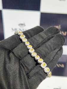 925 Silver Moissanite Tennis Bracelet <b>Iced</b> <b>Out</b> Brilliant Cut Claw Setting Gold Plated <b>Chain</b> Link Trendy Women Men for - Product Image 1
