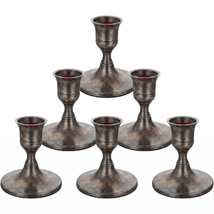 Ensemble de 6 bougeoirs coniques en laiton, métal durable, décoration d'intérieur, design moderne, collection mariage, design brillant - Product Image 1