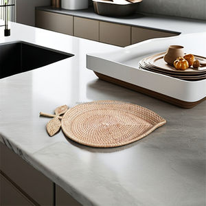 Plateau alimentaire en rotin feuille avec logo personnalisé de haute qualité avec manche en bois Table de service en gros du Vietnam - Product Image 6