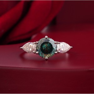 2.00 CT Fancy Green Lab Grown Diamond <b>Ring</b> with VS1 Clarity Set in 14K Yellow <b>Gold</b> <b>Cocktail</b> Statement Jewelry - Product Image 1