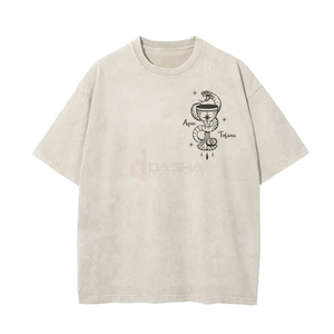 เสื้อยืดคอกลมแขนสั้นทรงโอเวอร์ไซส์สไตล์วินเทจผ้าฝ้ายคุณภาพสูง 100% ซักย้อมสีแบบแอซิดวอช ดีไซน์ขาดๆ สำหรับผู้ชาย ราคาถูก - Product Image 3