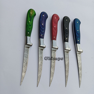 Couteau de chef fait à la main Couteau à filet flexible en acier damassé de qualité supérieure Design moderne pour la coupe de fruits de cuisine et de poisson en plein air - Product Image 2
