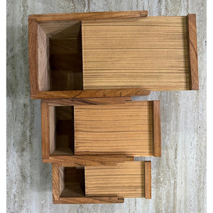 Widely Used High Quality Eco Friendly Handmade Grade a Rectangular Carved Sheesham Wood Cremation Urns Set 3 for Keeping <b>Ashes</b> - Product Image 1