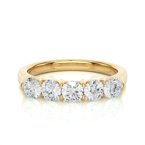 Anillo de diamantes de 18 quilates con 5 piedras de diamante de corte redondo creadas en laboratorio para boda y compromiso, en venta, exportado desde India. - Product Image 3