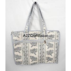 Handmade Hand Block Floral Quilted Laptop <b>Bag</b> with Zipper Laptop <b>Bag</b> For Office And School Use High Quality Daily Use Travel <b>bag</b> - Product Image 2