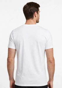ONETEN APPAREL T-shirt blanc à manches courtes pour homme, coupe classique, col rond, avec imprimé plumes noires - Product Image 3