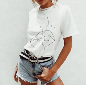 Camiseta de Verano Moderna para Mujer, Nuevo Estilo con Mangas Cortas, Informal, Holgada, de Longitud Media, Top Versátil - Product Image 2