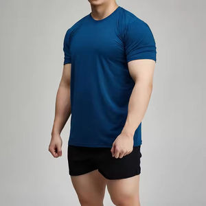 T-shirts ajustés de couleur unie pour hommes – Choix populaire très demandé pour la musculation – Vêtements de sport à prix de gros - Product Image 2