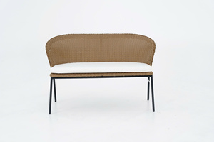 Outdoor Woven <b>Bench</b> Cushioned Seat <b>Metal</b> Frame Patio Garden Dining <b>Bench</b> - Product Image 1