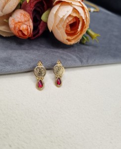 Conjunto de Joyería Tradicional con Monedas de Templo, Collar de Novia Étnico con Pendientes a Juego, Conjunto de Joyería de la India del Sur para Bodas - Product Image 3