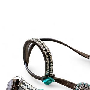 Conjunto combinado decorado con piedras preciosas turquesas y coraza de caballo de cuero de vaca Argentina occidental al por mayor de OEM - Product Image 3