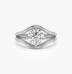 Anillo de Compromiso y Matrimonio de Oro Sólido de 14k con Diamante Cultivado en Laboratorio de Corte Brillante Redondo, VVS1, Certificado IGI - Product Image 3