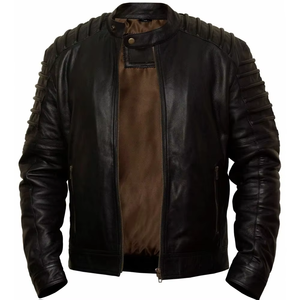 Men's High Quality <b>Canvas</b> PU Leather Jacket Custom Front Winter Heated Reversible Waterproof Street Style Stand Collar Wholesale - Product Image 1