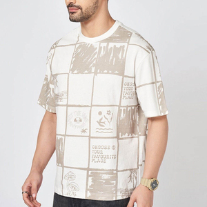 Camiseta de algodón oversize para hombre con lavado ácido, manga corta, cuello redondo, estampada, estilo urbano, para uso casual, hip hop - Product Image 2