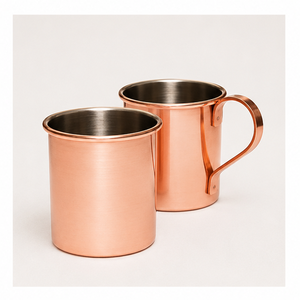 Tasses à Moscow Mule 100 % cuivre pur, fabrication artisanale haut de gamme, vaisselle en métal de qualité alimentaire pour bars et restaurants, tasse à Mule en cuivre poli - Product Image 1