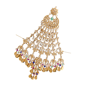 Pince à cheveux réglable en alliage de zinc de style ethnique avec perles et perles colorées, faite à la main pour les occasions de mariage et de mariée - Product Image 1
