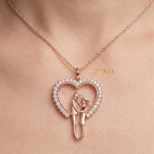 Collar con Colgante de Diamante en Forma de Corazón Romántico, Plata de Ley 925, Chapado en Oro Rosa, Joyería de Lujo para Mujer, Compromiso, Boda, San Valentín - Product Image 4