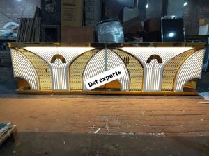 Mostrador de Exhibición para Catering de Bodas con Acabado Dorado, Exclusivo Mostrador de Servicio de Bebidas para Bodas, Estación de Bar para Bodas Indias - Product Image 4
