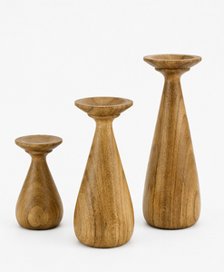 Ensemble de 3 porte-bougies en bois massif faits à la main, support à bougies en bois, centre de table décoratif, décoration d'intérieur - Product Image 4