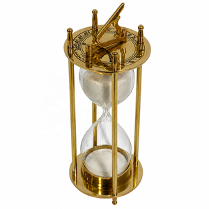 Sablier vintage fait main, horloge solaire |   Minuteur décoratif vintage en laiton doré transparent |   Décoration de bureau nautique antique, décoration marine - Product Image 1