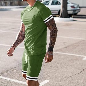 Latest Summer <b>Set</b> Fashion Men's Casual Wear Custom Logo and Size Short <b>Sets</b> Elastic Waist T-shirt And Shorts Solid Color Printed - Product Image 3