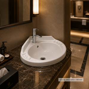 Modern Corner Countertop Wash <b>Basin</b> with Granite and Nickel Finish for Bathroom and Hospital Use - Product Image 6
