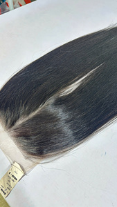 Cierre y frontal de encaje HD de cabello humano virgen vietnamita negro natural, tamaño personalizado, con doble trama a máquina - Product Image 5