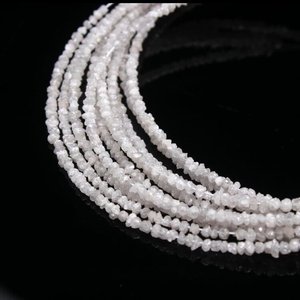 Perles de diamant brut blanc naturel non taillé 2-3mm, 16 pouces, brins de diamant brut en vrac pour la fabrication de bijoux, vente en gros - Product Image 1