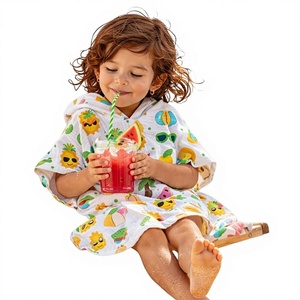 100% Cotton Customizable Unisex Baby <b>Poncho</b> Soft Breathable Hooded Baby Cover Up Lightweight Gentle Everyday Comfort - Product Image 1