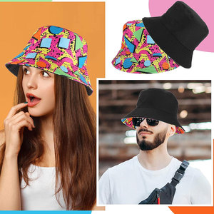 Fashion Geometric Printed Bucket Hat Unisex Summer Beach Cap Polyester <b>Material</b> - Product Image 6