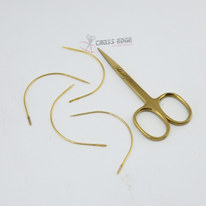 เข็มต่อผมแบบโค้งพร้อมกรรไกรตัดด้ายขนาดเล็ก ชุดเย็บวิกผมสแตนเลสกันลื่น สำหรับมืออาชีพ - Product Image 1