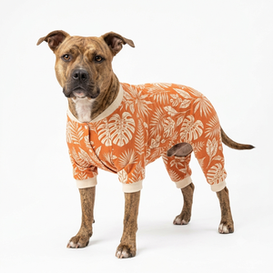 Tropical <b>Print</b> Dog Coat Orange Leaf Pattern Summer Wear Comfortable Pet <b>Clothes</b> for Dogs - Product Image 5