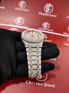 Reloj mecánico de lujo hecho a mano de 41mm con VVS Moissanite Diamond Tester Iced Out Banda de acero inoxidable y ventana de esfera de vidrio - Product Image 3