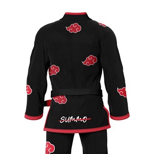 Conjunto de Uniforme de Kimono Summo BJJ, Estampado de Nubes Rojas sobre Negro, 100% Poliéster, Corte Regular para Hombre, Secado Rápido, Ropa de Artes Marciales para Adultos - Product Image 4