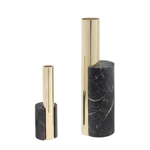 Luxury Metal and Marble Flower <b>Vase</b> Modern Decorative Tabletop <b>Vase</b> Elegant Home Decor Flower Holder Designer Centerpiece <b>Vase</b> - Product Image 1