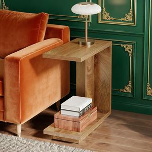 Comodino a forma di C in legno, tavolino da notte - Product Image 5